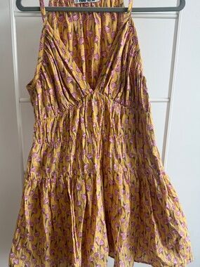 Ciao Lucia! Yellow Floral Cotton Tiered Sundress | Pockets! | Made in LA | Sml
